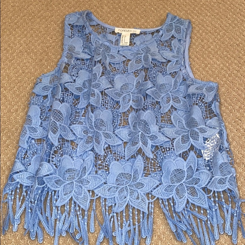 Forever 21 baby blue lace shirt